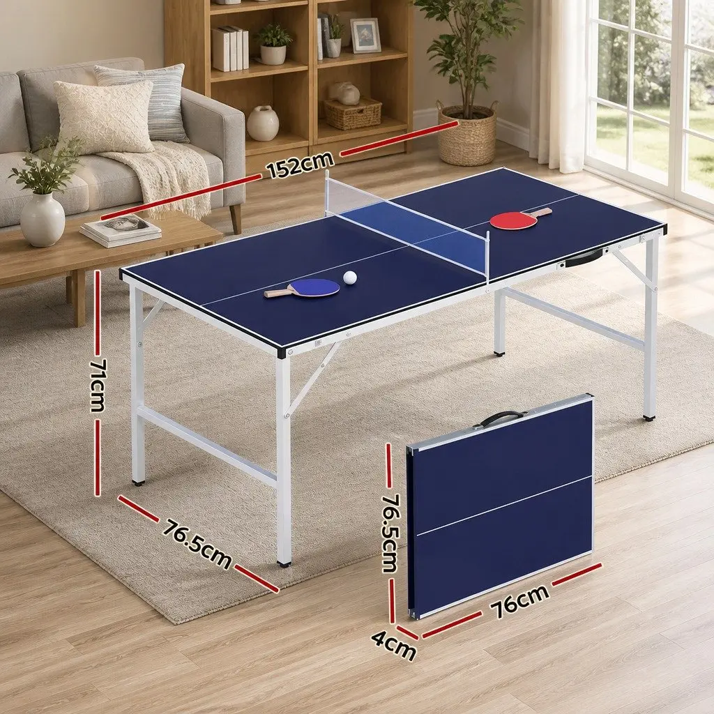 Table Tennis Table Portable Foldable Indoor Home Game Blue 152cm L x 76.5cm W x 71cm H