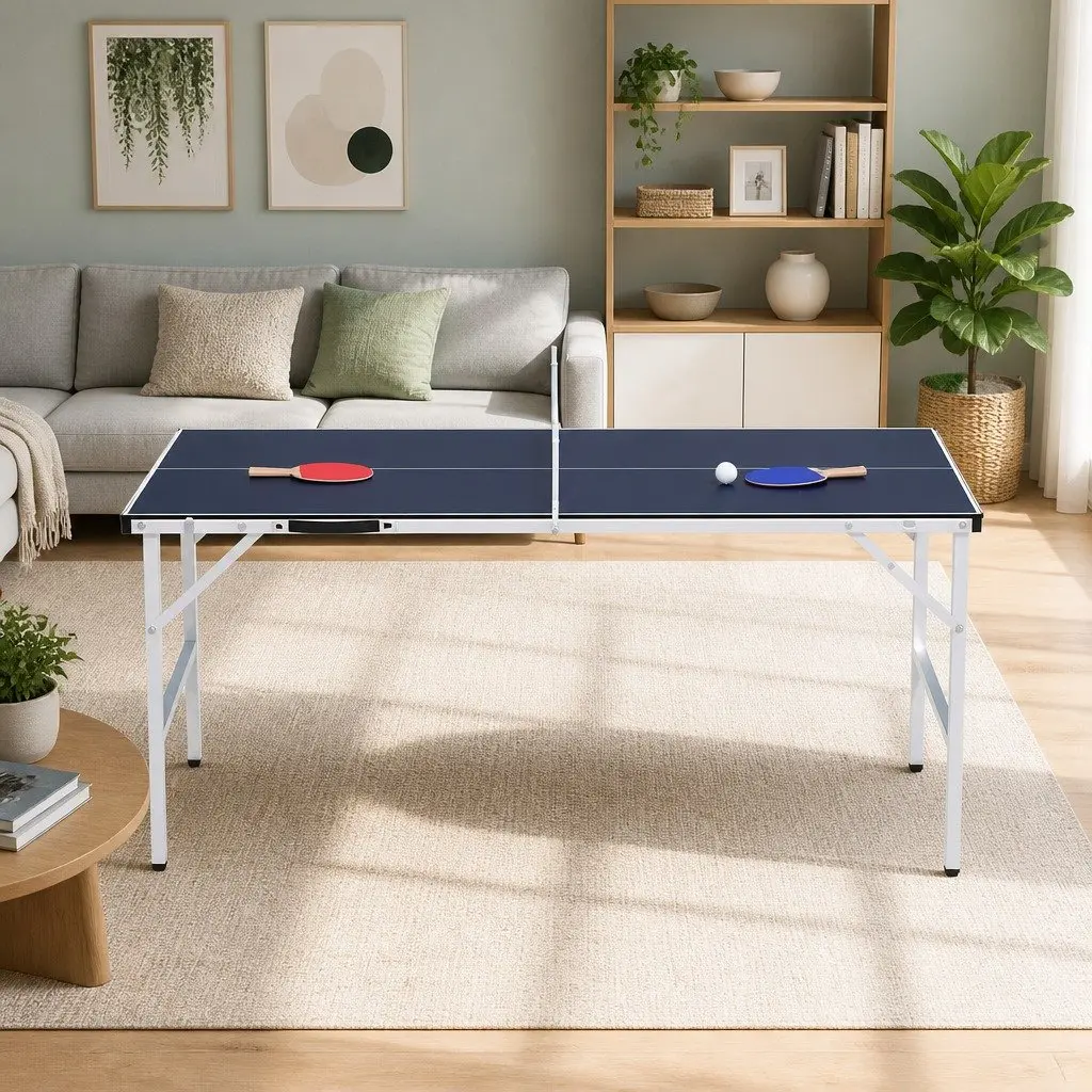 Table Tennis Table Portable Foldable Indoor Home Game Blue 152cm L x 76.5cm W x 71cm H