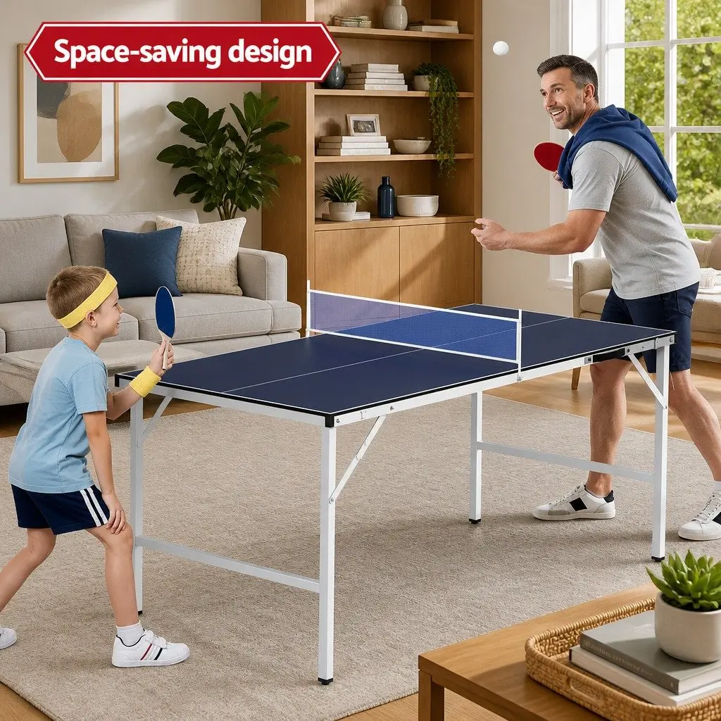 Table Tennis Table Portable Foldable Indoor Home Game Blue 152cm L x 76.5cm W x 71cm H