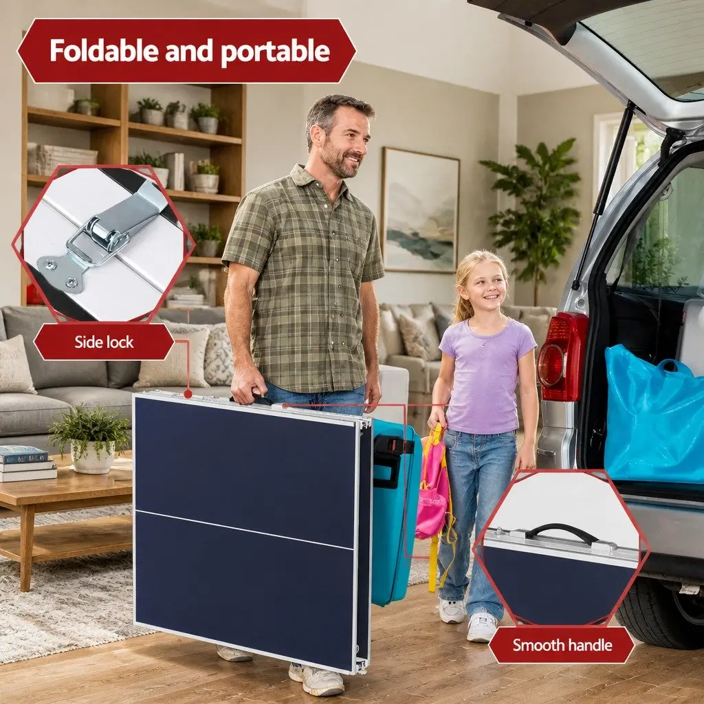 Table Tennis Table Portable Foldable Indoor Home Game Blue 152cm L x 76.5cm W x 71cm H