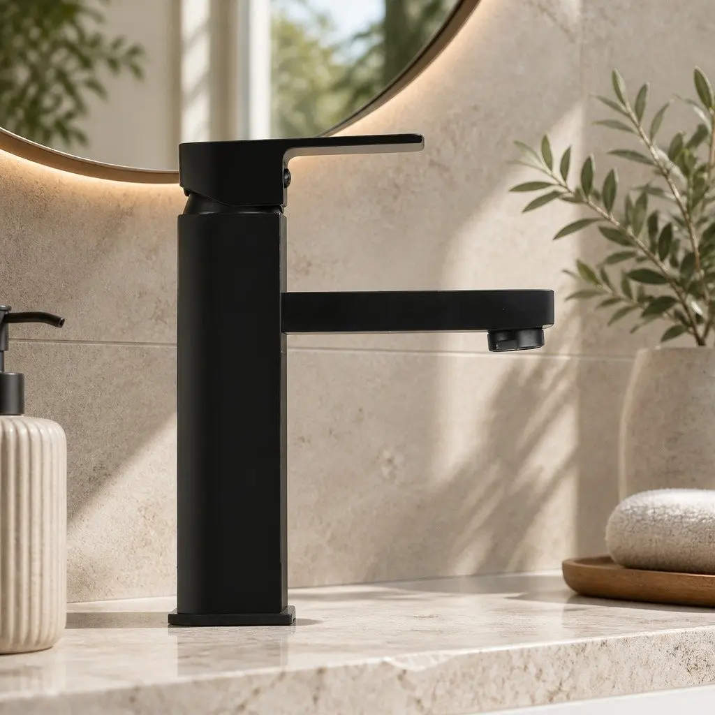 Square Basin Mixer Tap Matte Black Faucet Bathroom Vanity Laundry Sink Single