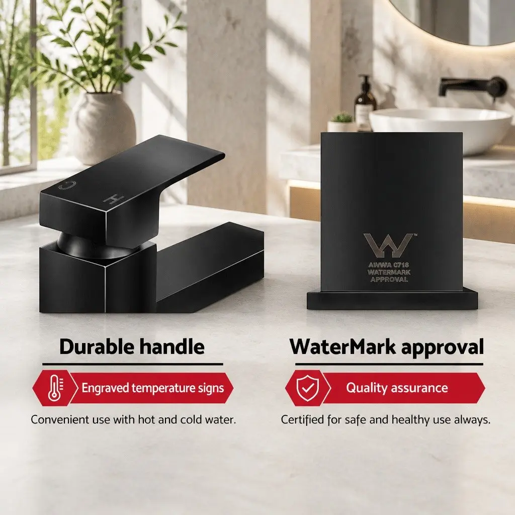 Square Basin Mixer Tap Matte Black Faucet Bathroom Vanity Laundry Sink Single