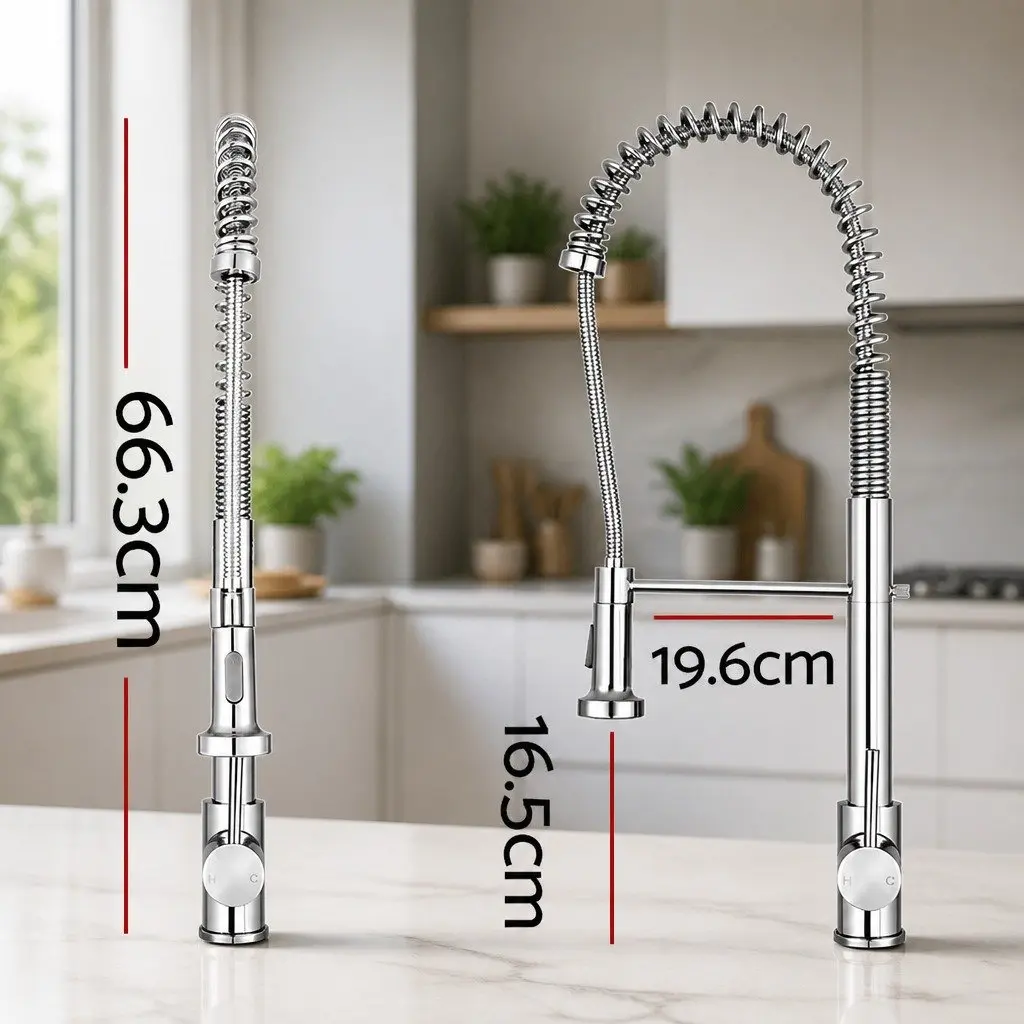 Pull Out Kitchen Mixer Tap 2 Mode Sink Faucet Swivel Gooseneck Chrome Silver