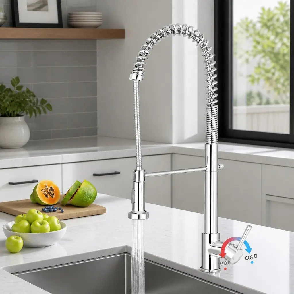 Pull Out Kitchen Mixer Tap 2 Mode Sink Faucet Swivel Gooseneck Chrome Silver