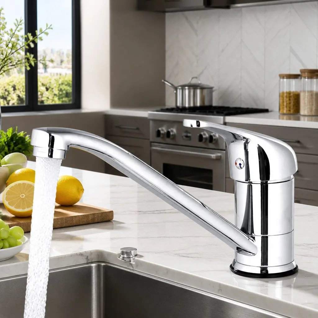 Kitchen Mixer Tap Long Spout Chrome Sink Faucet Basin Laundry Single Hole