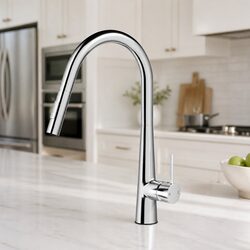 Kitchen Pull Out Mixer Tap Swivel Round 2 Mode Chrome Sink Basin Faucet Spray
