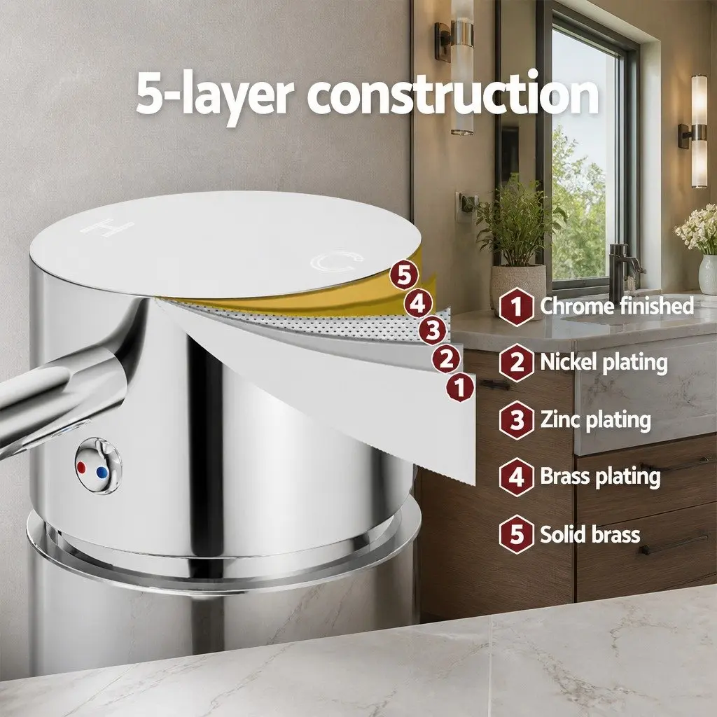 Wall-Mounted Basin Mixer Tap with Chrome Finish