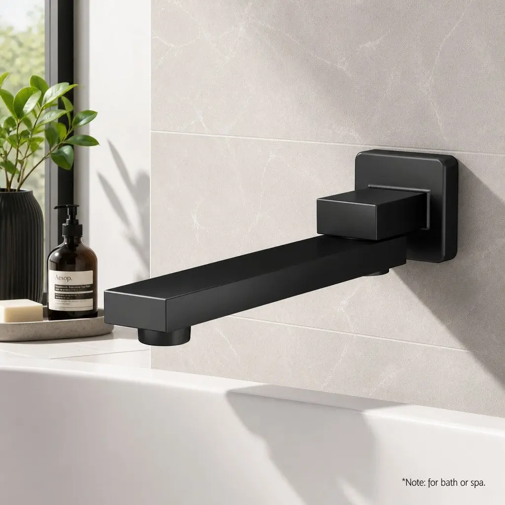 Wall Bath Spout Mixer Tap Square Swivel Bathtub Bathroom Black Matte