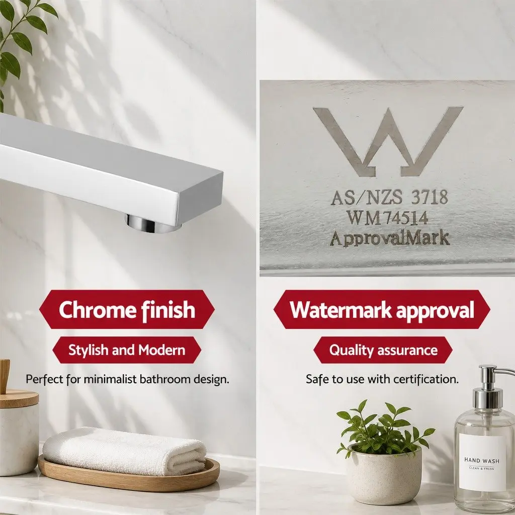 Wall Bath Spout Mixer Tap Swivel Square Chrome Bathroom Basin Faucet