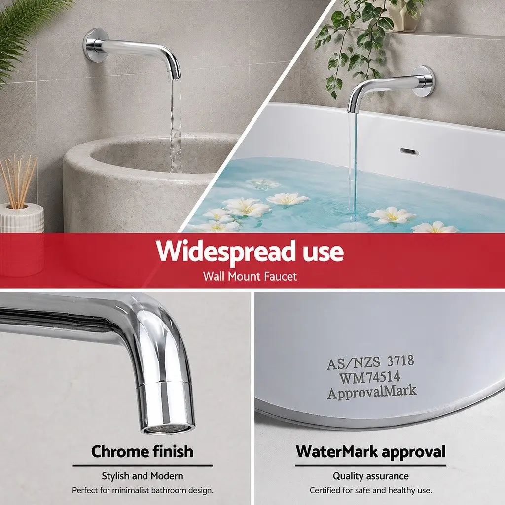 Wall Bath Spout Tap Round Shower Bathtub Mixer Chrome Silver Brass Bathroom