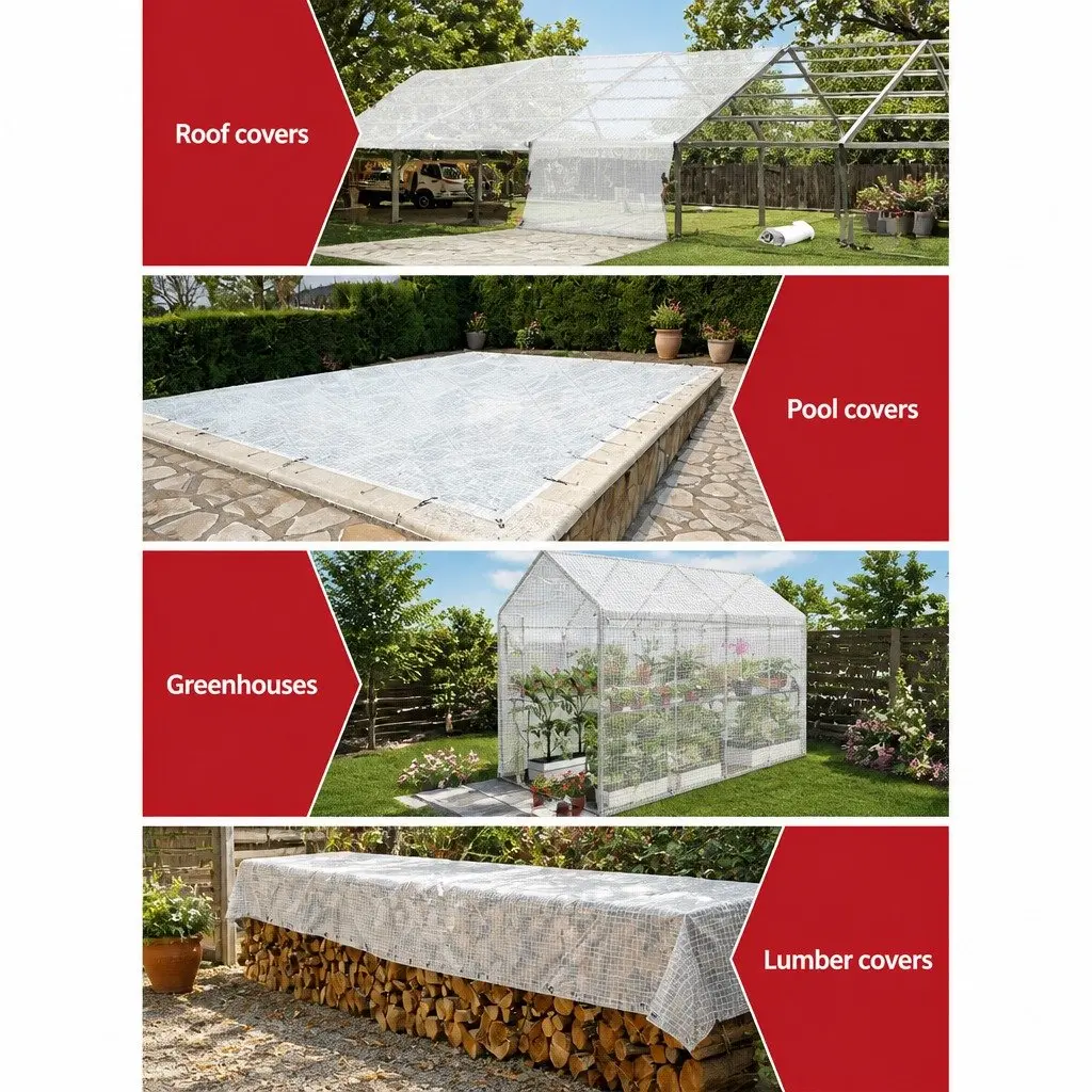 Poly Tarp Clear Waterproof 2x3m Heavy Duty Camping Caravan Cover UV Resistant