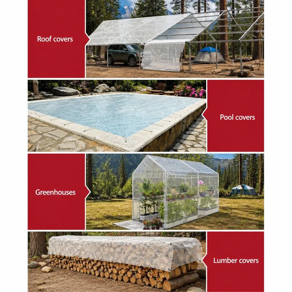 Poly Tarp Waterproof 3x4m Clear Heavy Duty Camping Caravan Cover Outdoor