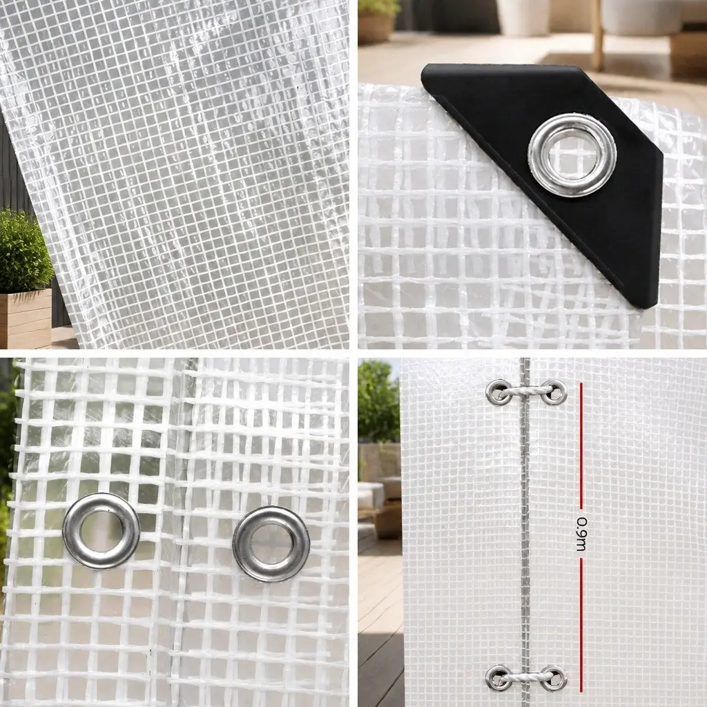 Heavy Duty Poly Tarp Waterproof Camping Cover 5x6m Clear UV Resistant Reinforced