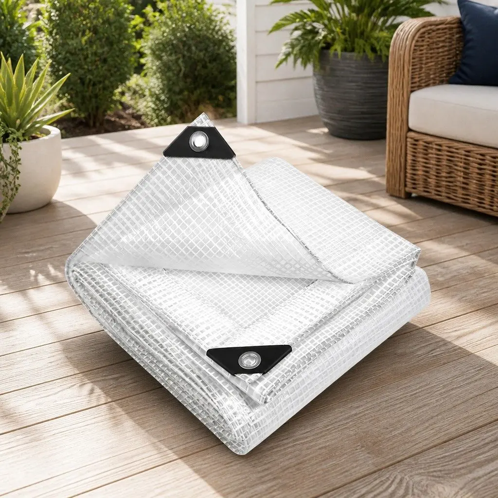Poly Tarp Heavy Duty Waterproof 6x9m Clear Camping Cover Outdoor