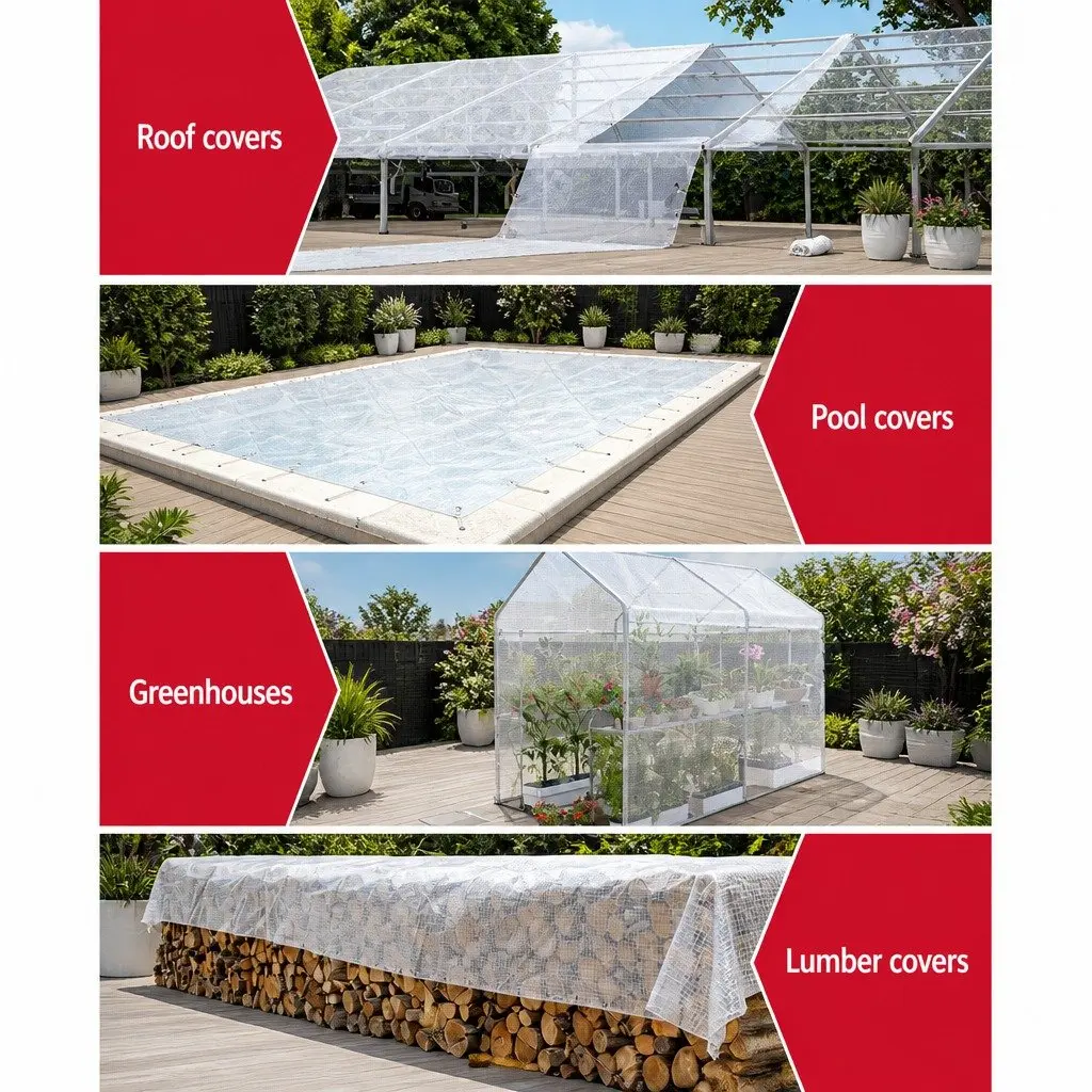Poly Tarp Heavy Duty Waterproof 6x9m Clear Camping Cover Outdoor