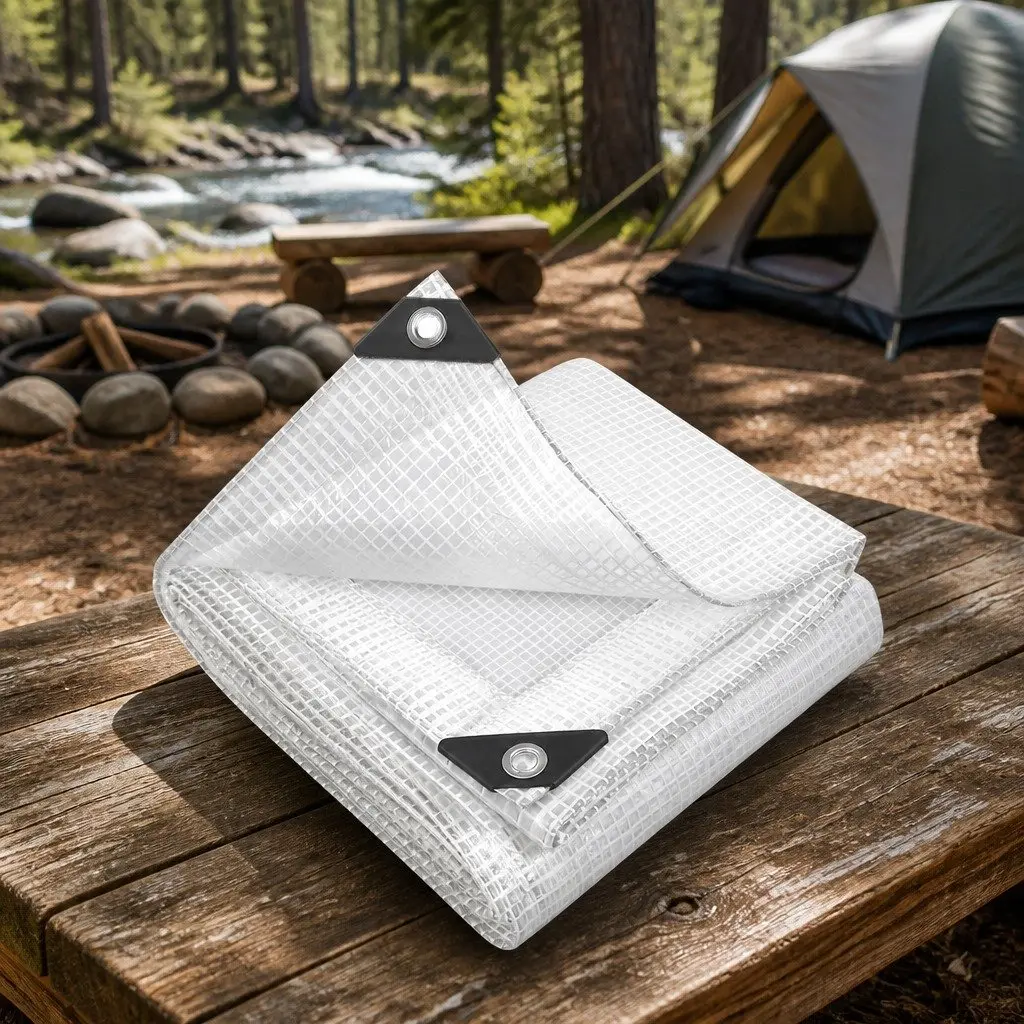 Heavy Duty Poly Tarp Waterproof Camping Cover 9x12m Clear Outdoor Protection