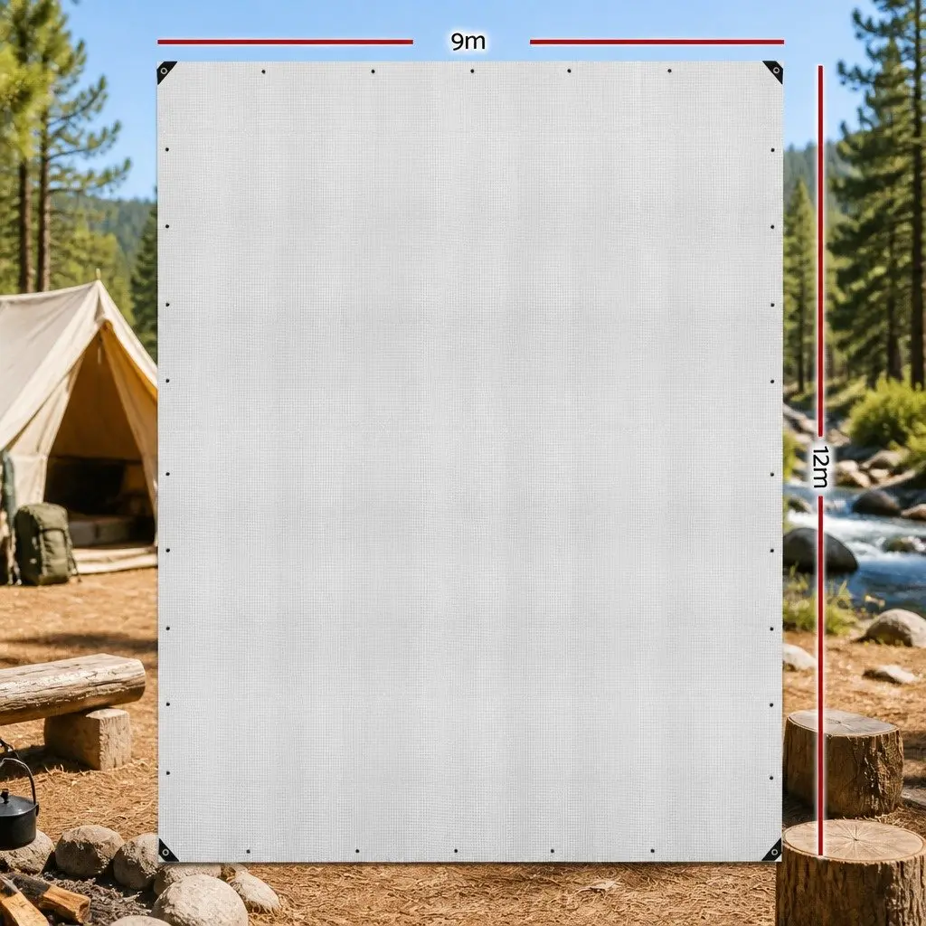 Heavy Duty Poly Tarp Waterproof Camping Cover 9x12m Clear Outdoor Protection