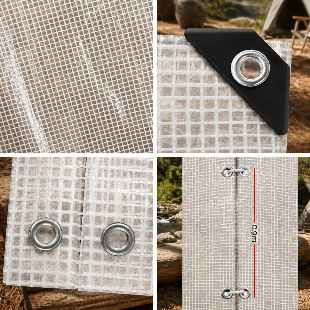 Heavy Duty Poly Tarp Waterproof Camping Cover 9x12m Clear Outdoor Protection