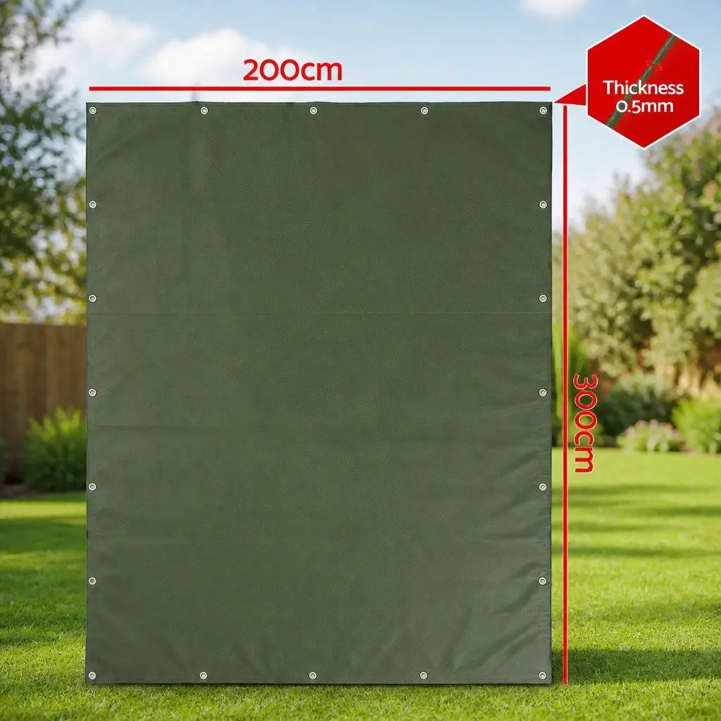Heavy Duty Tarp Waterproof UV Resistant 2x3m Green Canvas Camping Caravan