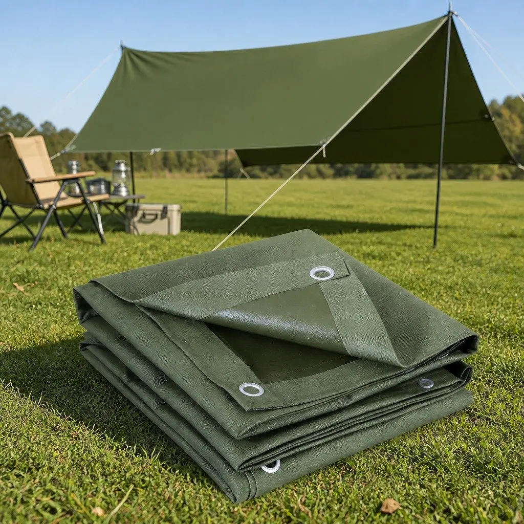Heavy Duty Tarp 4x6m Canvas Camping Tarpaulin Water Resistant UV Protection