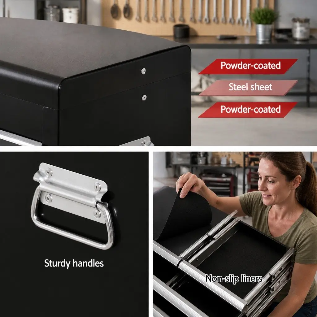Tool Cabinet Storage Organizer 10 Drawer Garage Workshop Black Grey