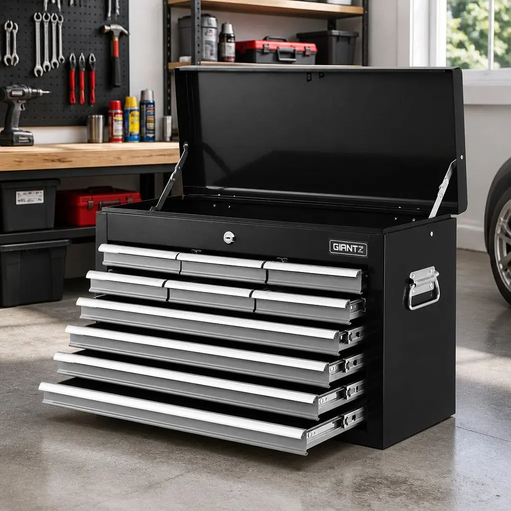 Tool Cabinet Storage Organizer 10 Drawer Garage Workshop Black Grey