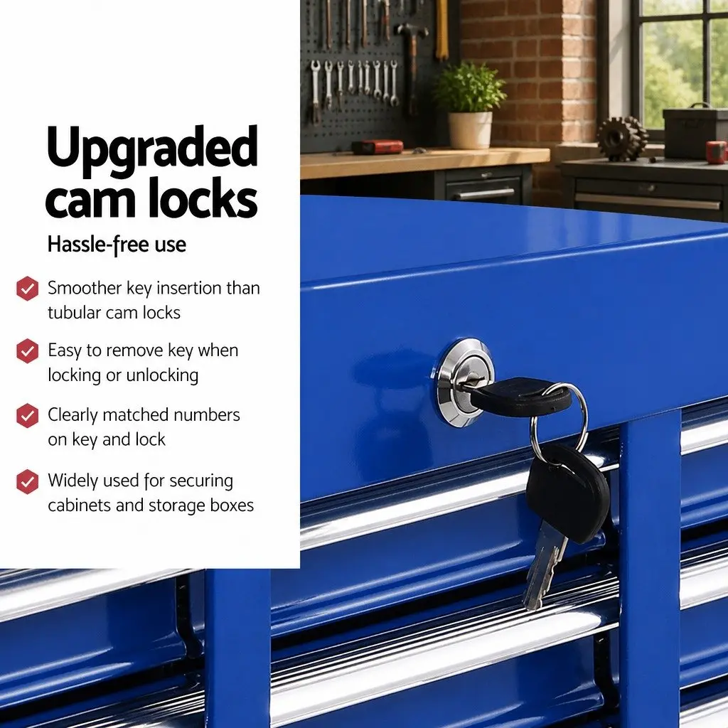 10 Drawer Tool Box Cabinet Chest Storage Organiser Garage Workshop Blue Steel