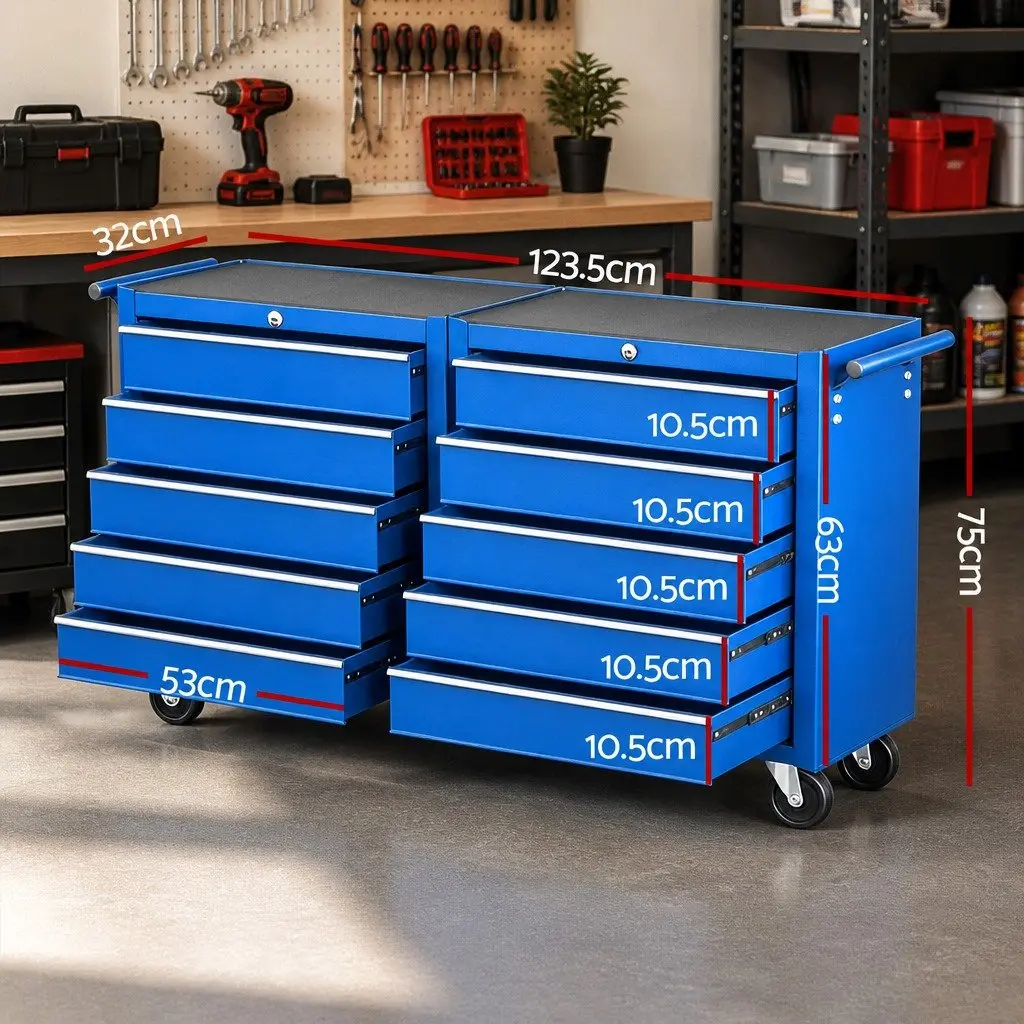Tool Chest Trolley with 10 Drawers
