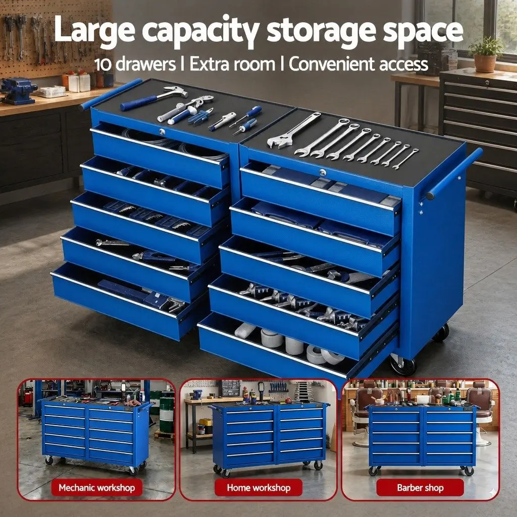 Tool Chest Trolley with 10 Drawers