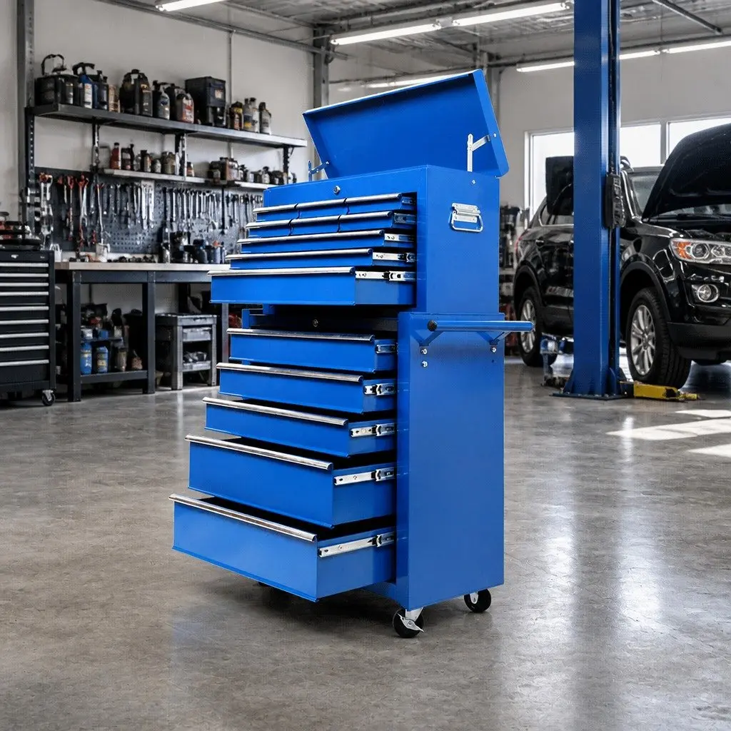 14 Drawer Tool Box Cabinet with Trolley Base