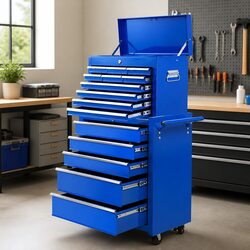 Tool Chest Trolley 15 Drawers 2-in-1 Storage Wheeled Toolbox Organizer