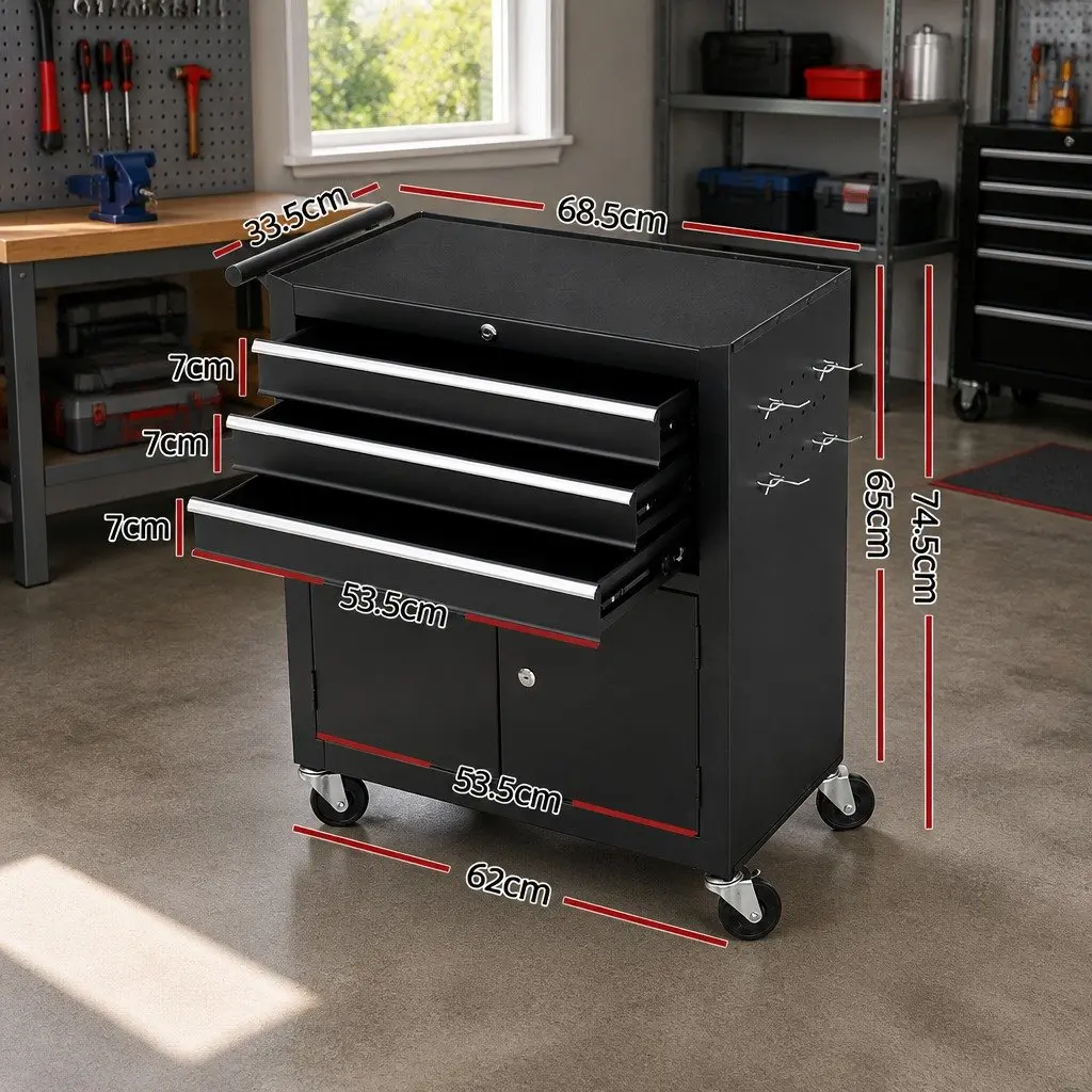 Tool Storage Chest with Drawers and Wheels