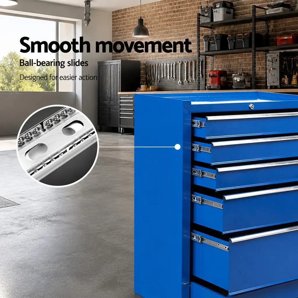 Tool Cabinet Storage Trolley 5 Drawer Organizer Garage Workshop Blue