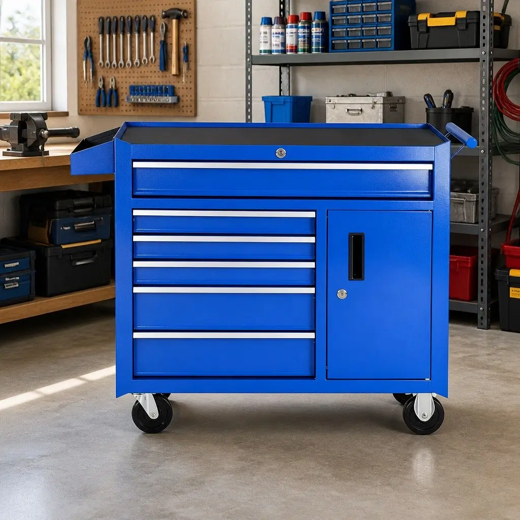 6 Drawer Tool Chest Trolley Storage Cabinet Organiser with Wheels Lockable