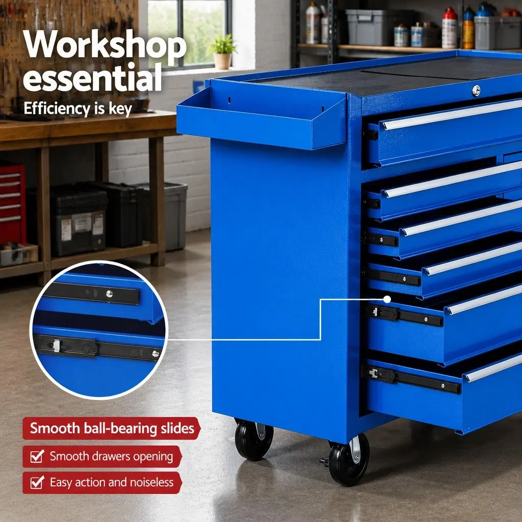 6 Drawer Tool Chest Trolley Storage Cabinet Organiser with Wheels Lockable