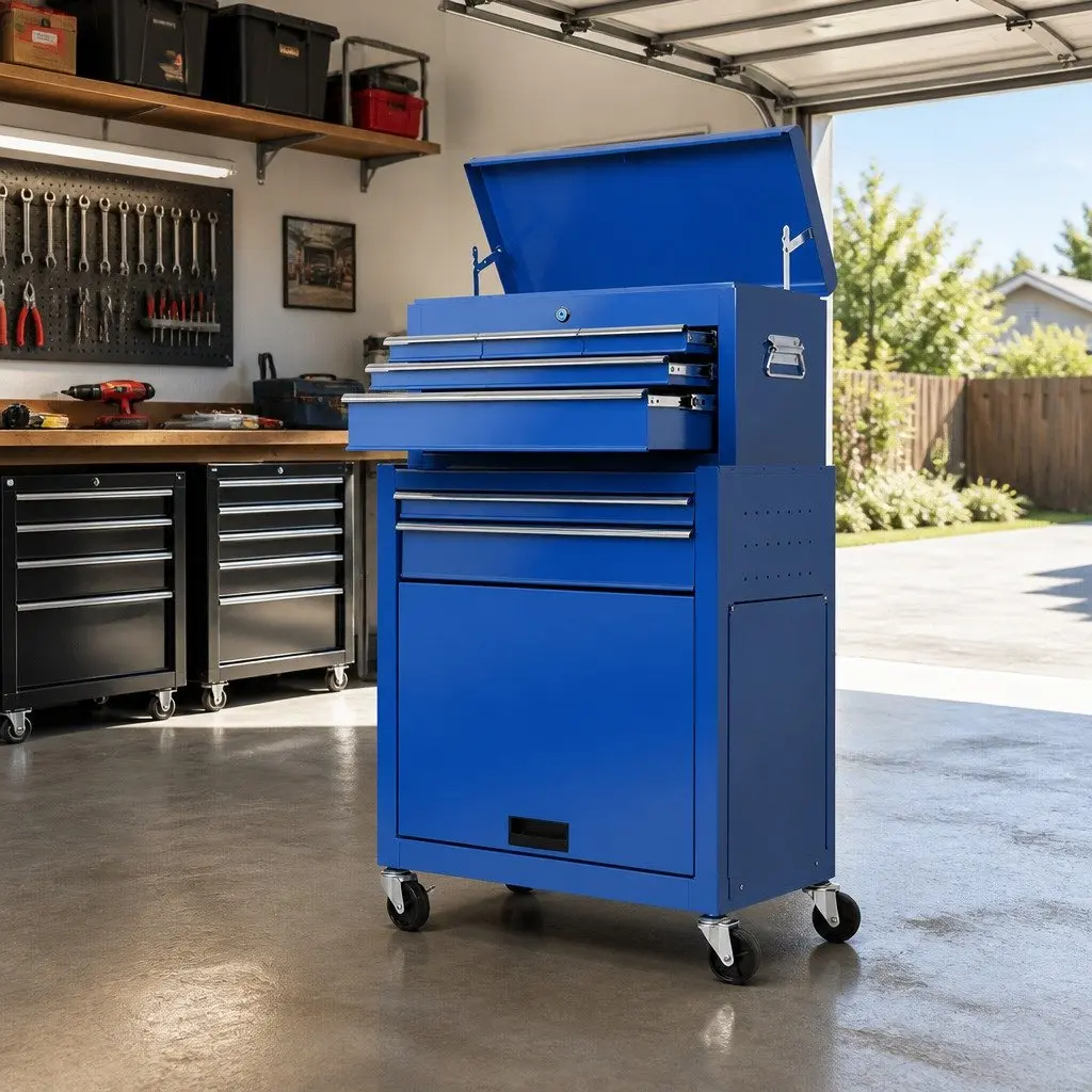 7 Drawer Tool Box Cabinet Trolley Storage Organizer 62cm x 33cm x 98cm Blue