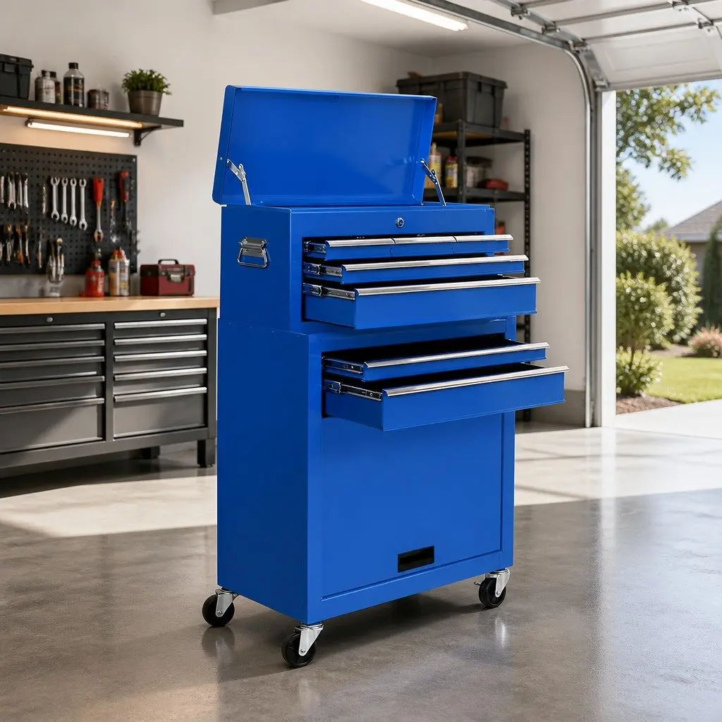 7 Drawer Tool Box Cabinet Trolley Storage Organizer 62cm x 33cm x 98cm Blue