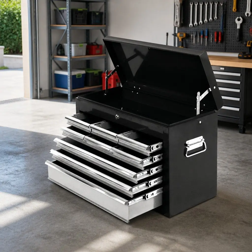 9 Drawer Tool Box Cabinet Storage Organiser Garage Workshop Black Grey