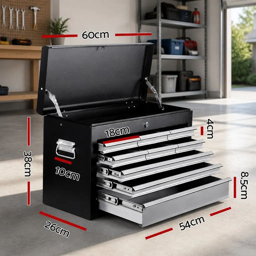 9 Drawer Tool Box Cabinet Storage Organiser Garage Workshop Black Grey