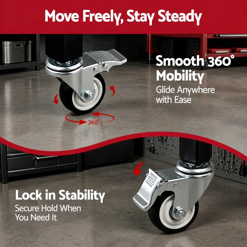 Welding Table Cart Mobile Workstation 130KG Capacity Tool Storage Lockable