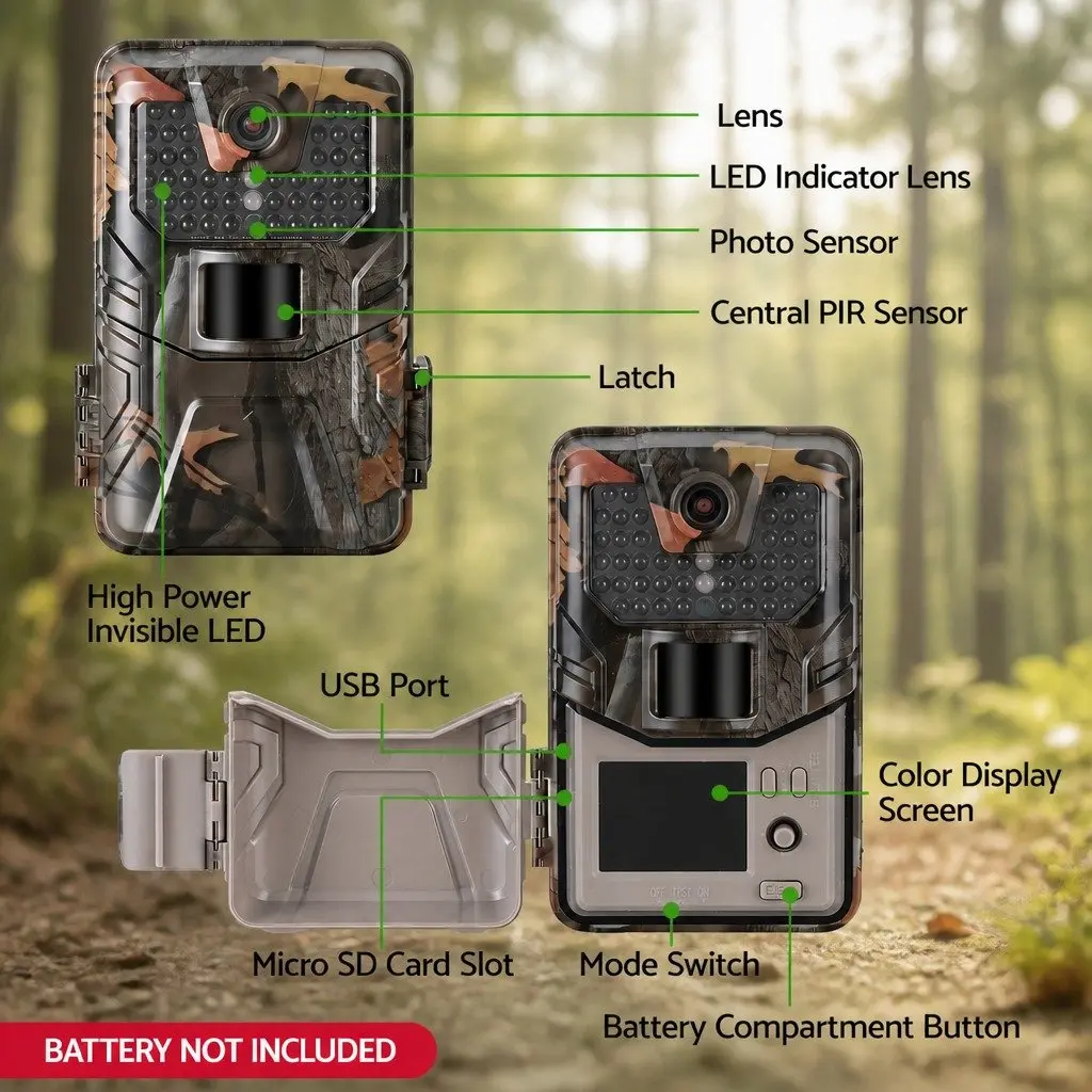 Trail Camera 4K Wildlife Surveillance 48MP Green Camo