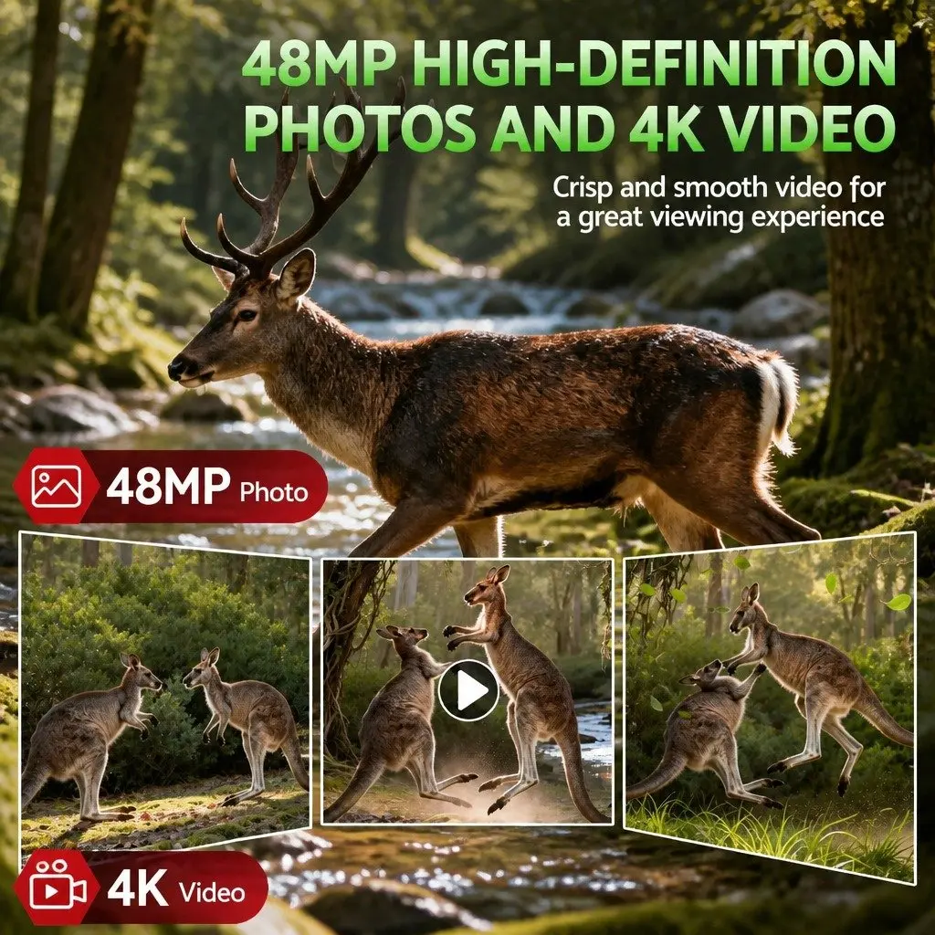 Trail Camera 4K Wildlife Surveillance 48MP Green Camo