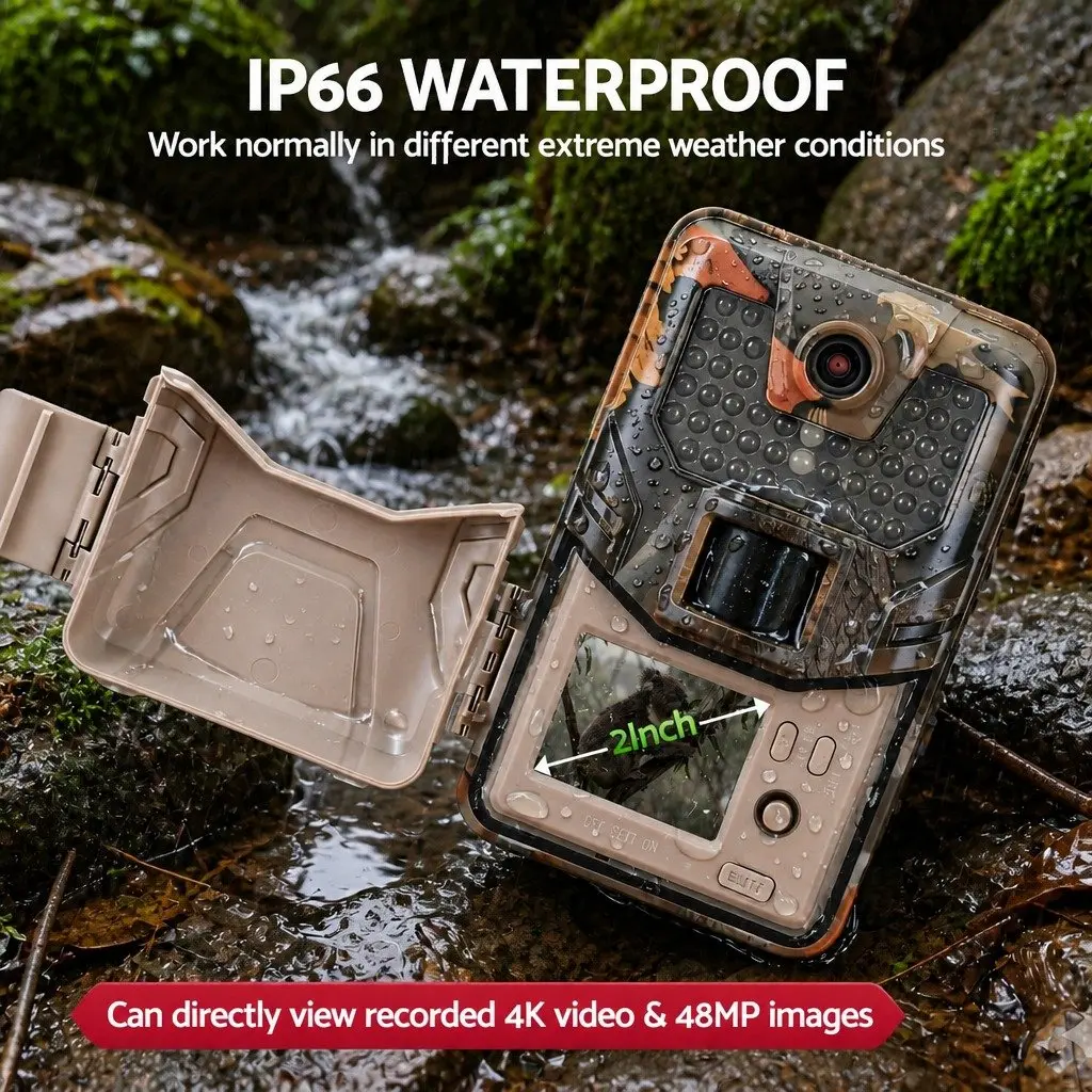 Trail Camera 4K Wildlife Surveillance 48MP Green Camo