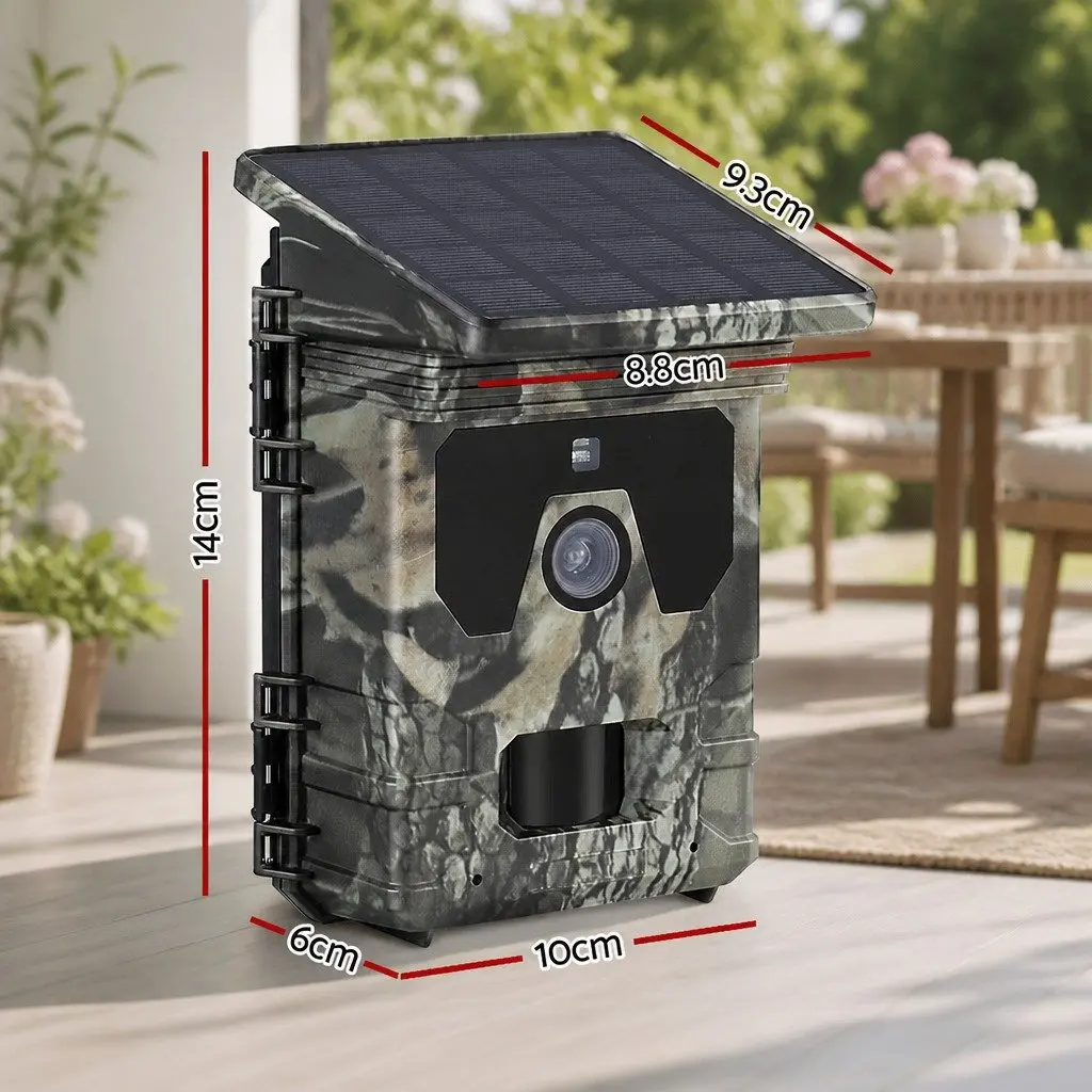 Solar Trail Camera 4K 50MP Wildlife Monitoring Infrared Night Vision Camouflage Green
