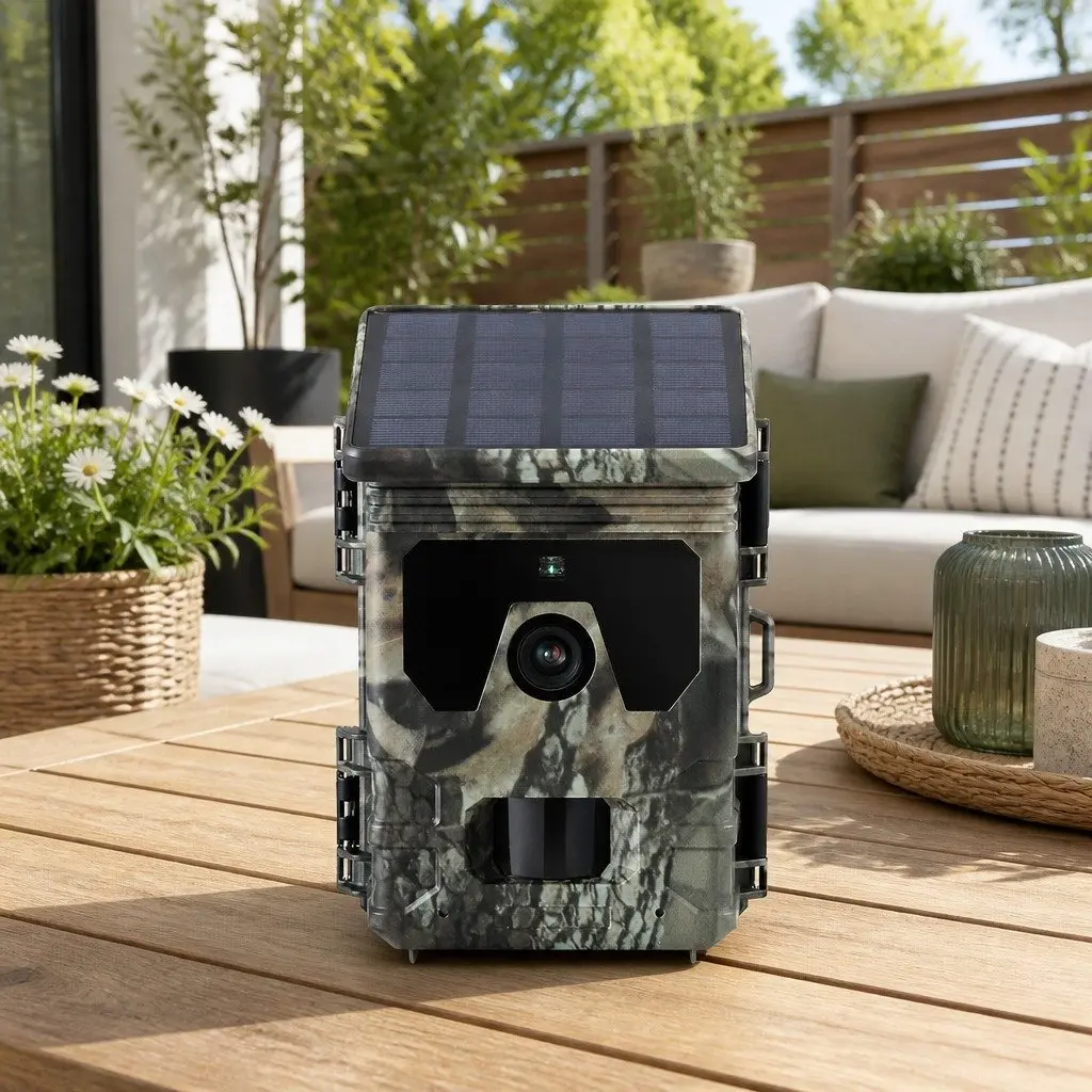 Solar Trail Camera 4K 50MP Wildlife Monitoring Infrared Night Vision Camouflage Green