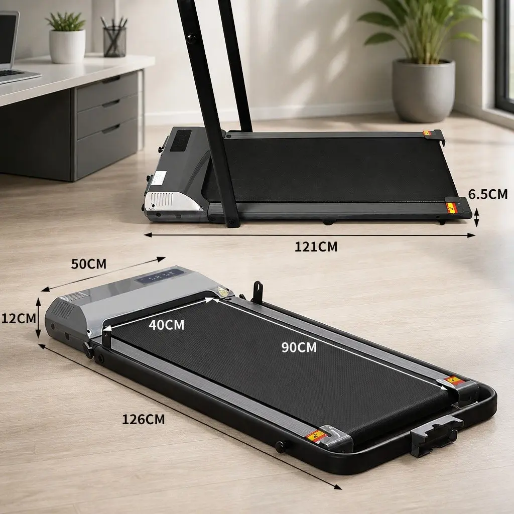 Walking Treadmill Portable Foldable Home Office Fitness 121cm x 50cm Grey