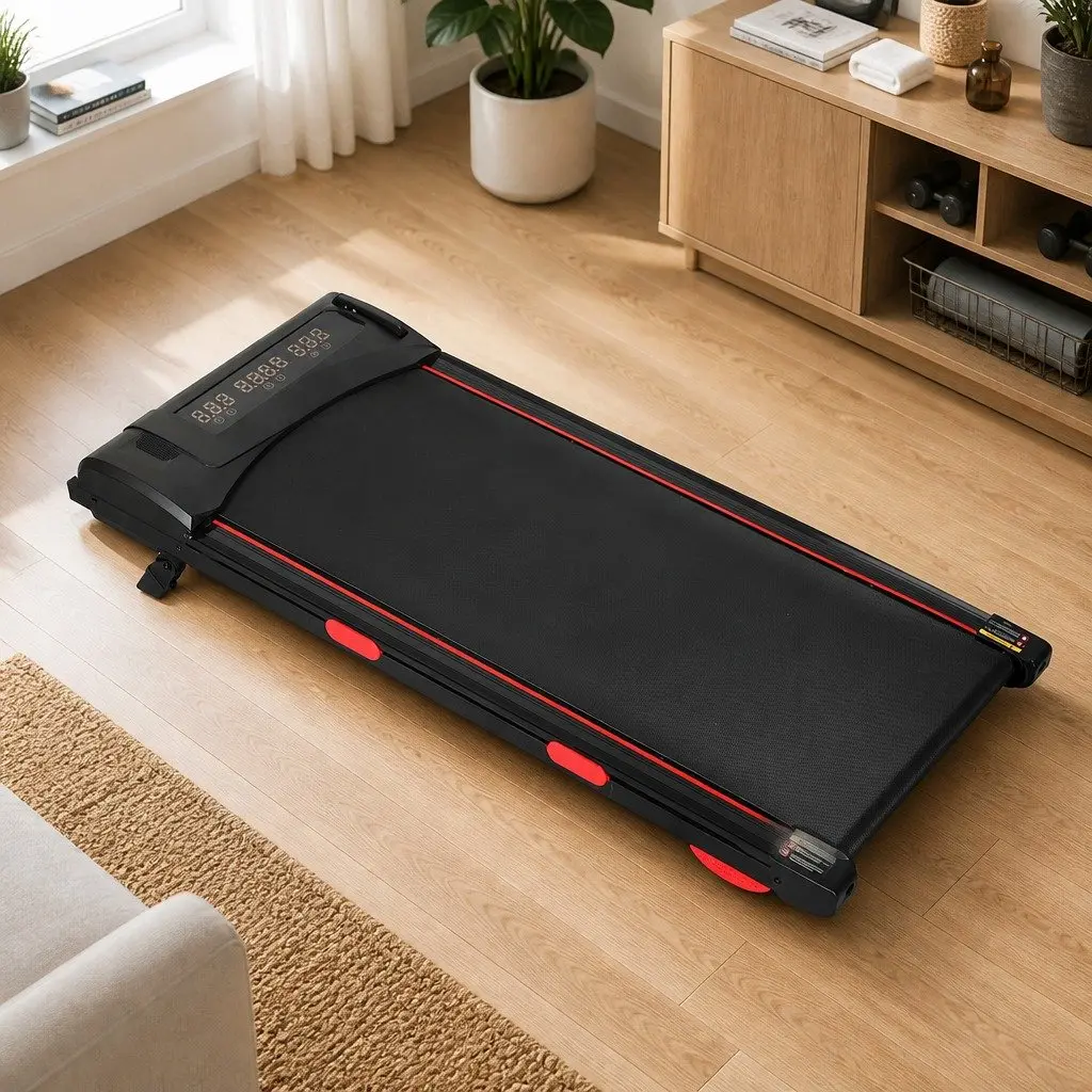 Walking Treadmill Home Gym Fitness Machine Manual Incline LED Display Bluetooth Black Red
