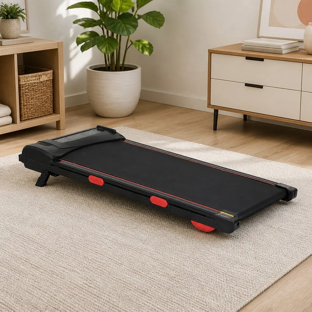 Walking Treadmill Home Gym Fitness Machine Manual Incline LED Display Bluetooth Black Red