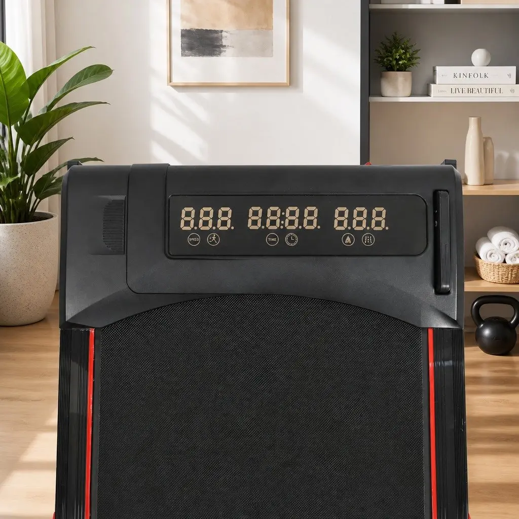 Walking Treadmill Home Gym Fitness Machine Manual Incline LED Display Bluetooth Black Red