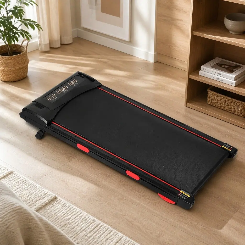 Walking Treadmill Home Gym Fitness Machine Manual Incline LED Display Bluetooth Black Red